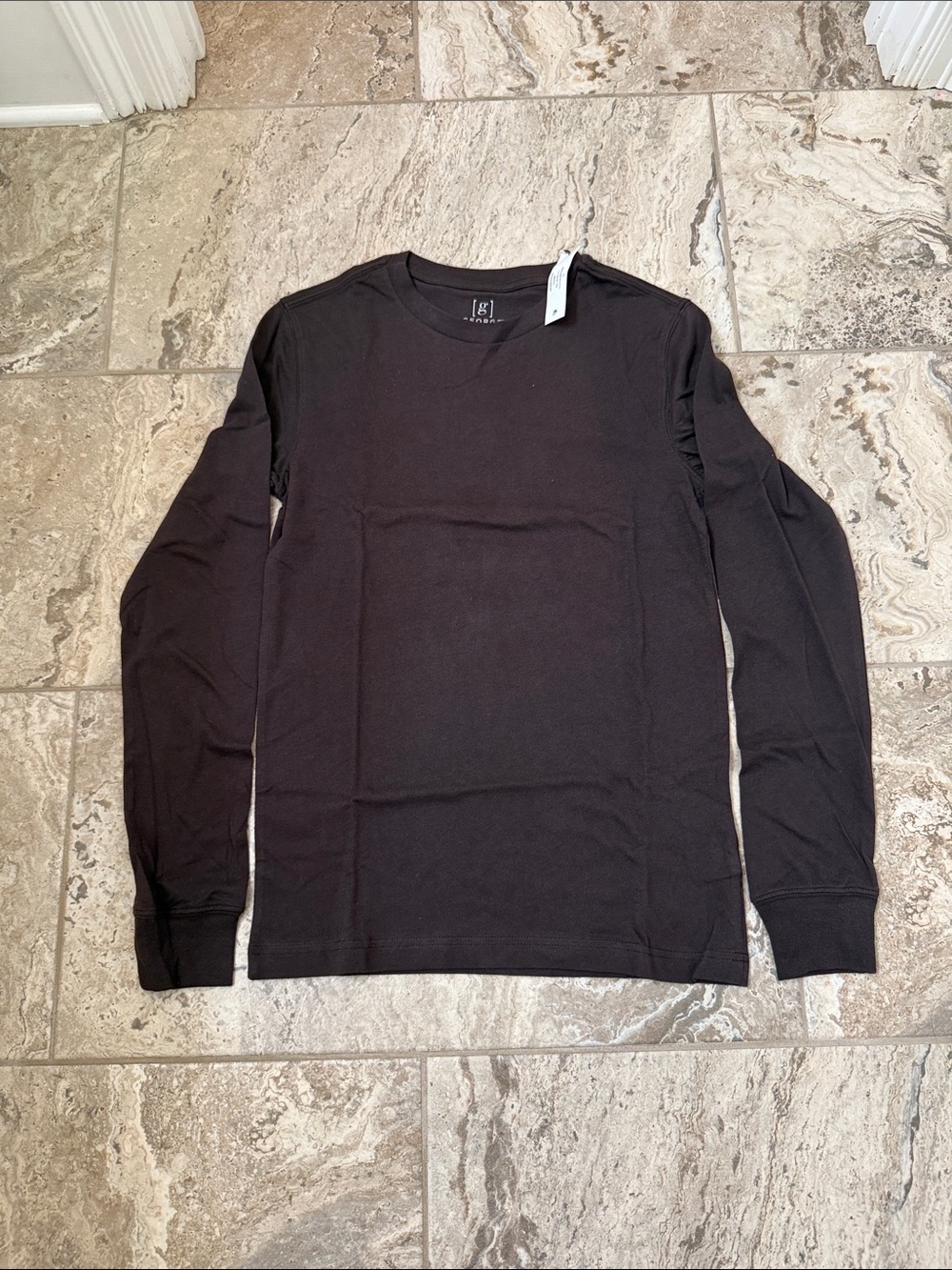 NWT Size Small George Men's Long-Sleeve Crewneck Shirt - Brown